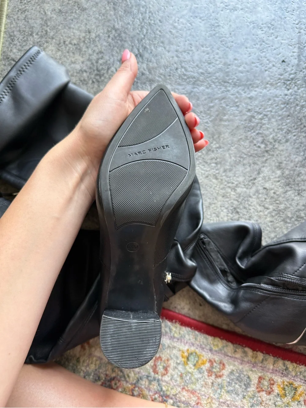 Marc Fisher Over The Knee Black Leather Boots